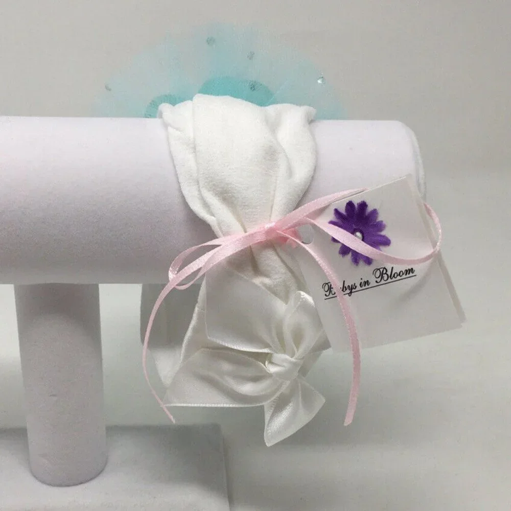 Handmade Baby Girls Headband Blue Flower 0-12m